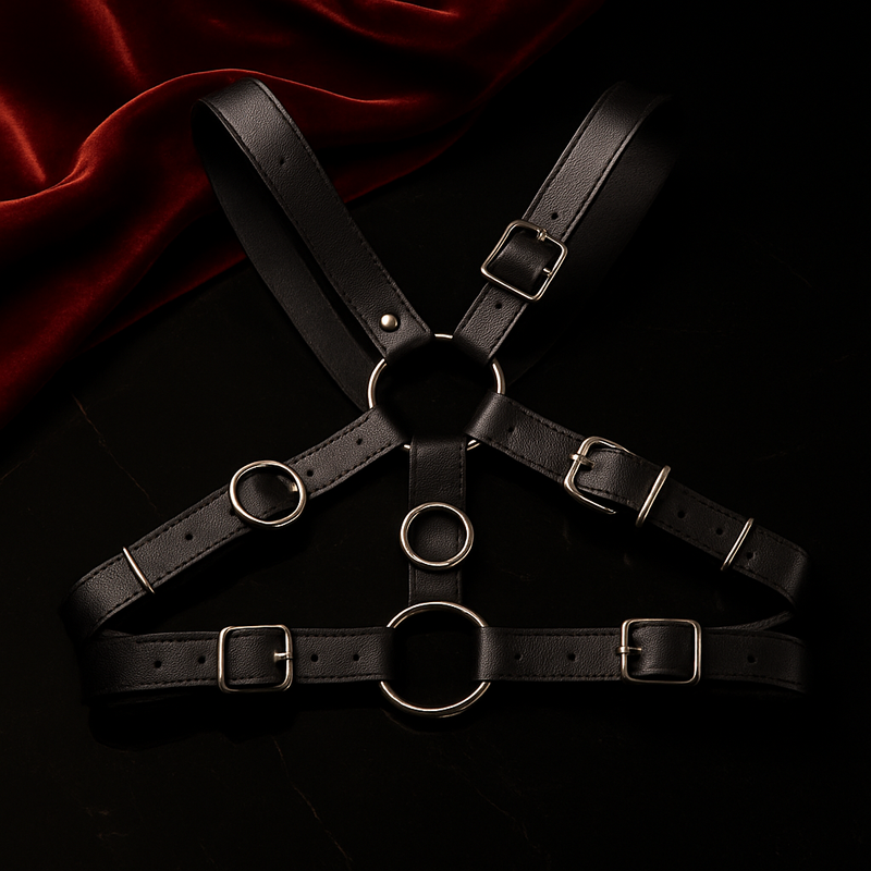 Midnight Leather Body Harness — Dark Fantasy